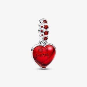 Authentic Red Murano Glass Heart Double Dangle Charm